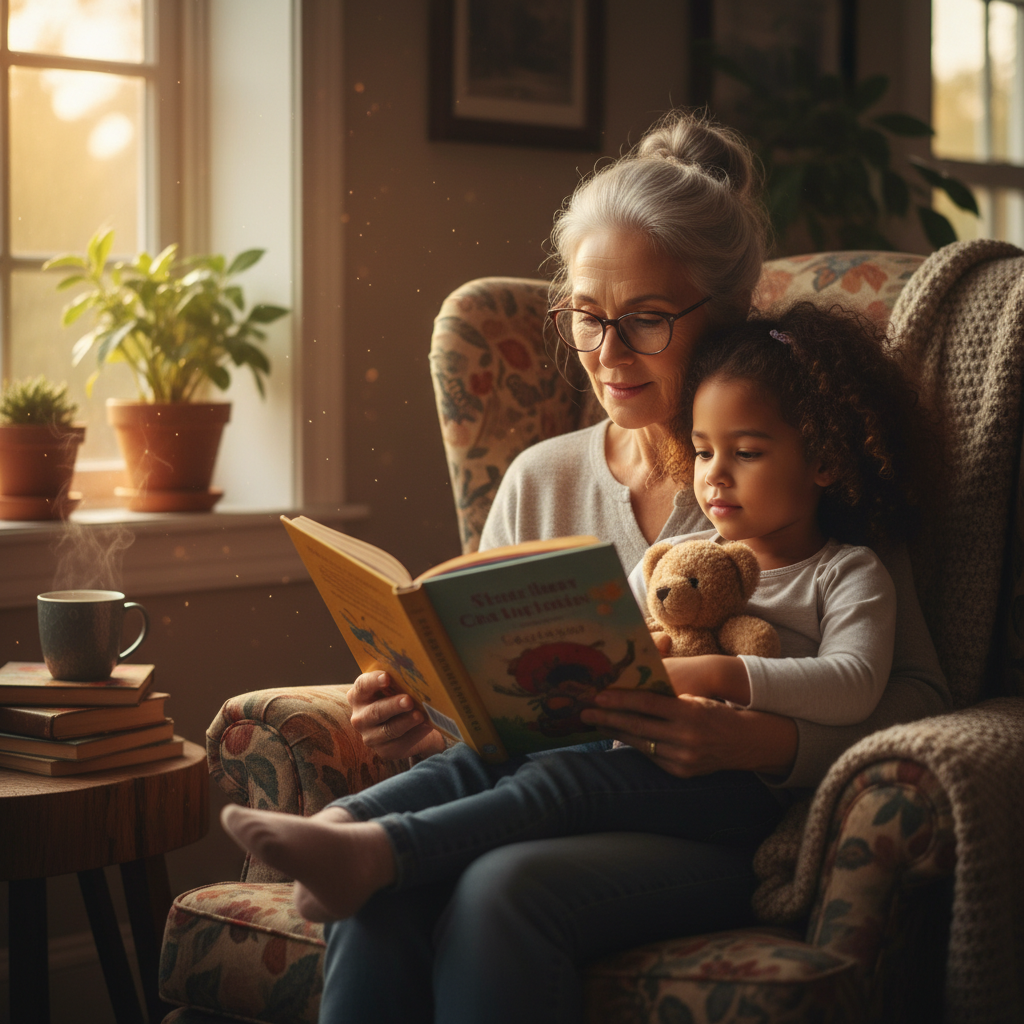Margaret O. reading with their child